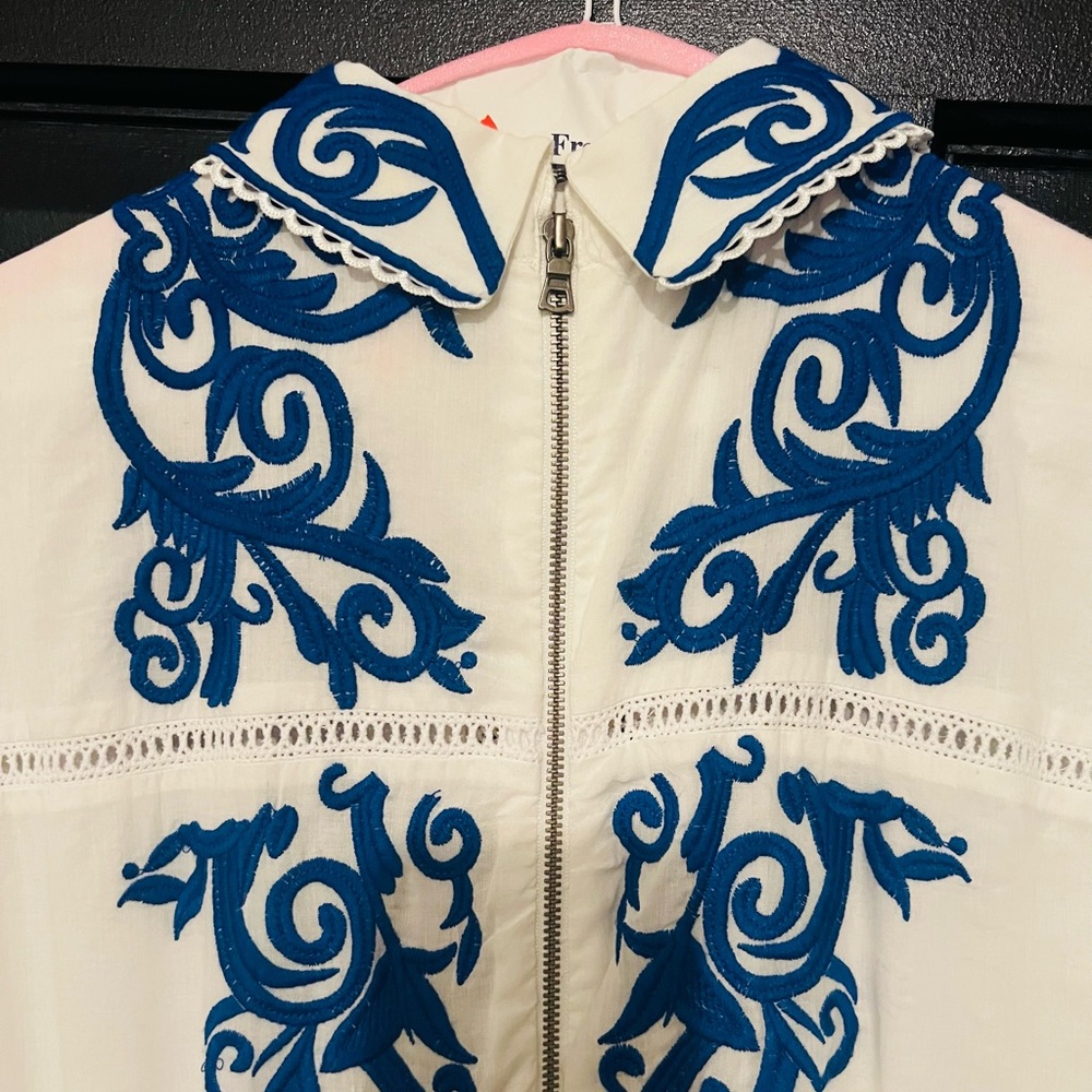 Alice+Olive Embroidered Blue and White Dress - Picture 7 of 16